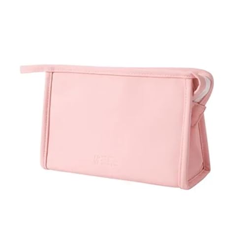 1Pcs Kosmetische Lagerung Taschen Make-Up Tasche Zipper Reise Veranstalter Make-Up Tasche wasserdichte Kulturbeutel Candy Farbe PU Frauen Hohe kapazität für Kosmetik(Pink M) von ZGCrumphant