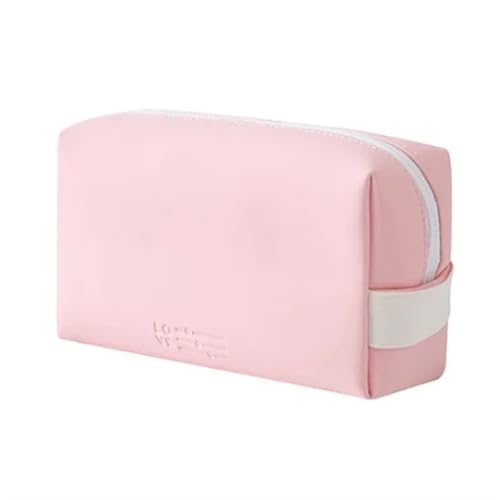 1Pcs Kosmetische Lagerung Taschen Make-Up Tasche Zipper Reise Veranstalter Make-Up Tasche wasserdichte Kulturbeutel Candy Farbe PU Frauen Hohe kapazität für Kosmetik(Pink S) von ZGCrumphant