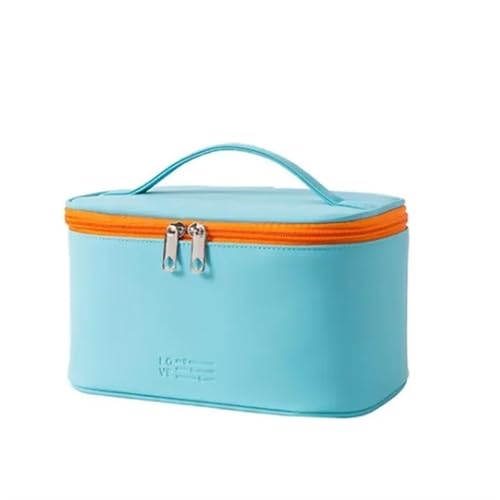 1Pcs Kosmetische Lagerung Taschen Make-Up Tasche Zipper Reise Veranstalter Make-Up Tasche wasserdichte Kulturbeutel Candy Farbe PU Frauen Hohe kapazität für Kosmetik(Sky Blue L) von ZGCrumphant