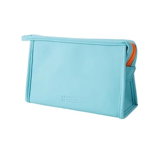 1Pcs Kosmetische Lagerung Taschen Make-Up Tasche Zipper Reise Veranstalter Make-Up Tasche wasserdichte Kulturbeutel Candy Farbe PU Frauen Hohe kapazität für Kosmetik(Sky Blue M) von ZGCrumphant