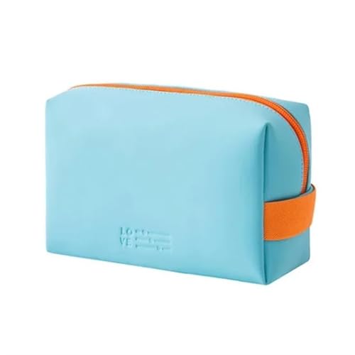 1Pcs Kosmetische Lagerung Taschen Make-Up Tasche Zipper Reise Veranstalter Make-Up Tasche wasserdichte Kulturbeutel Candy Farbe PU Frauen Hohe kapazität für Kosmetik(Sky Blue S) von ZGCrumphant