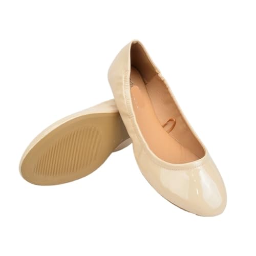 Faltbare Ballettschuhe, erhältlich in DREI Farben, perfekt for Pendeln und in der Freizeit, damit sie perfekt zu Ihren Füßen passen für Frauen(Beige,38) von ZGCrumphant