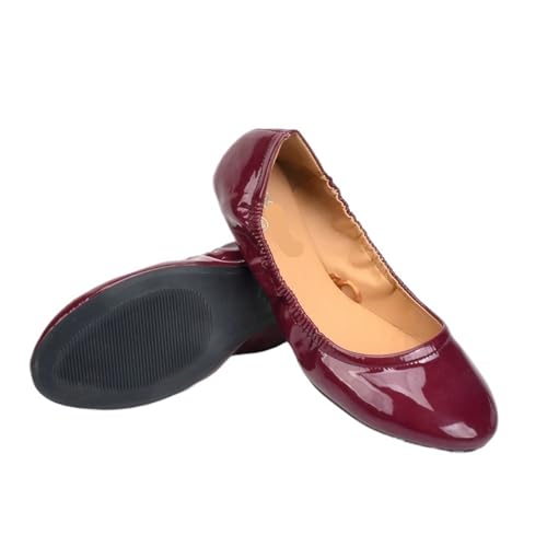 Faltbare Ballettschuhe, erhältlich in DREI Farben, perfekt for Pendeln und in der Freizeit, damit sie perfekt zu Ihren Füßen passen für Frauen(Red,40) von ZGCrumphant