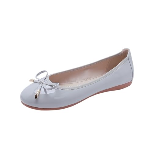 Faltbare Schuhe Damen Flats Bowtie Mokassin Round Toe Chassure Femme Roll-Up-Schuhe Ballett für Frauen(10,5) von ZGCrumphant