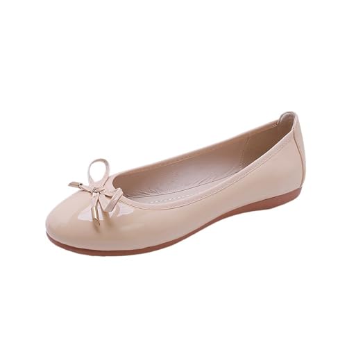 Faltbare Schuhe Damen Flats Bowtie Mokassin Round Toe Chassure Femme Roll-Up-Schuhe Ballett für Frauen(11,10) von ZGCrumphant