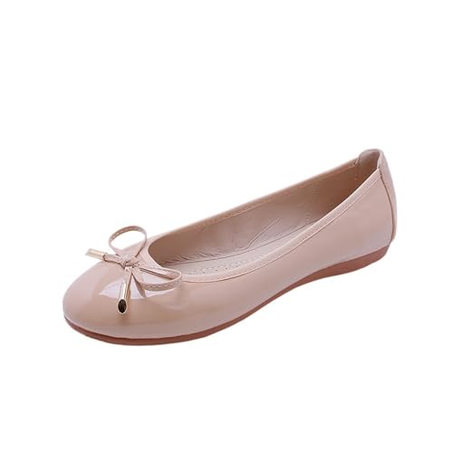 Faltbare Schuhe Damen Flats Bowtie Mokassin Round Toe Chassure Femme Roll-Up-Schuhe Ballett für Frauen(12,9.5) von ZGCrumphant