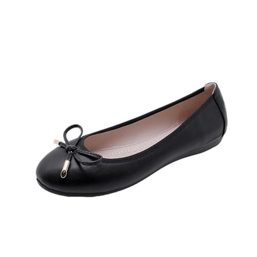 Faltbare Schuhe Damen Flats Bowtie Mokassin Round Toe Chassure Femme Roll-Up-Schuhe Ballett für Frauen(2,9) von ZGCrumphant