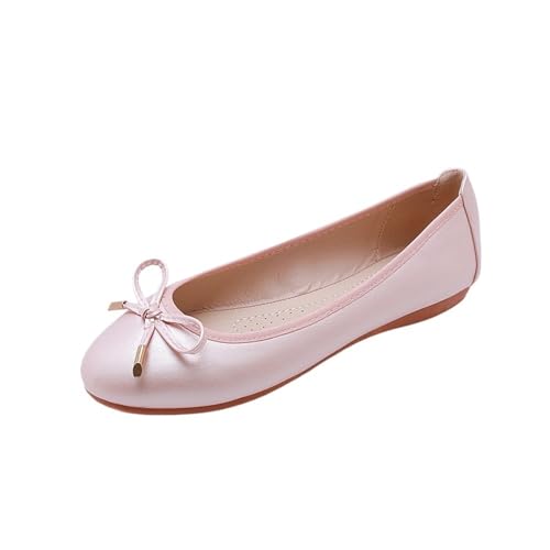 Faltbare Schuhe Damen Flats Bowtie Mokassin Round Toe Chassure Femme Roll-Up-Schuhe Ballett für Frauen(4,6.5) von ZGCrumphant
