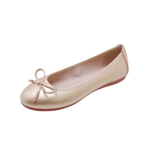 Faltbare Schuhe Damen Flats Bowtie Mokassin Round Toe Chassure Femme Roll-Up-Schuhe Ballett für Frauen(5,6.5) von ZGCrumphant