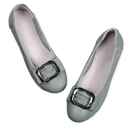 Flache Damen-SLI-on-Schuhe, Damenschuhe, Mokassins, Slip-on-Ballett-Damenschuhe für Frauen(Gray B,8) von ZGCrumphant