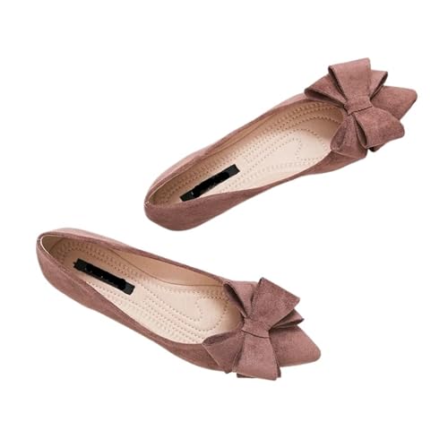 Flache Schuhe mit Schleife for Damen, Ballettschuhe mit Schmetterlingsknoten, Büroschuhe, spitzer Zehenbereich, Flacher Slip-On, Faltbare Ballerina für Frauen(Color 3,7.5) von ZGCrumphant