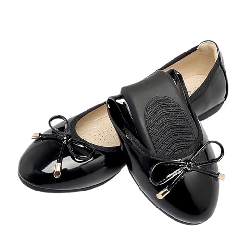Frauen Schuhe Faltbare Ballerinas Patent PU Leder Frühling Sommer Damen Flache Schuhe Mode Müßiggänger Schuhe Frau für Frauen(2511 Black,37) von ZGCrumphant