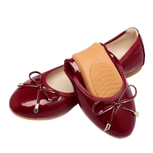Frauen Schuhe Faltbare Ballerinas Patent PU Leder Frühling Sommer Damen Flache Schuhe Mode Müßiggänger Schuhe Frau für Frauen(2511 Wine red,41) von ZGCrumphant