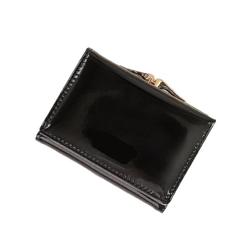 ZGCrumphant Damen Geldbörsen Damen PU Leder Geldbörsen Kurze Hasp Geldbörse for Frauen Kleine Geldtasche Münzbörse Kartenhalter Clutch für Damen(Black) von ZGCrumphant