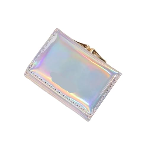 ZGCrumphant Damen Geldbörsen Damen PU Leder Geldbörsen Kurze Hasp Geldbörse for Frauen Kleine Geldtasche Münzbörse Kartenhalter Clutch für Damen(Silver) von ZGCrumphant