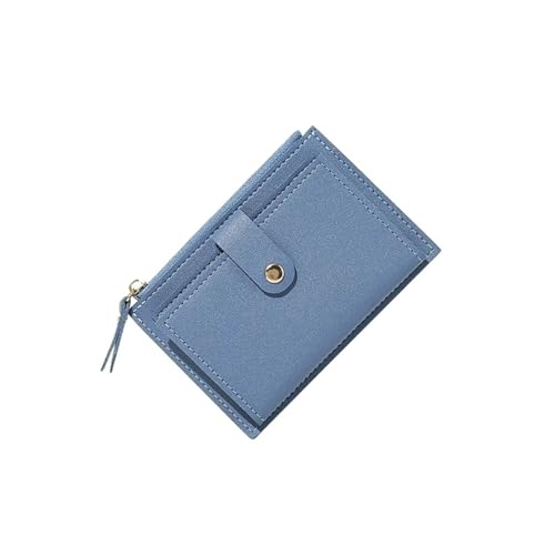 ZGCrumphant Damen Geldbörsen PU Leder Damen Geldbörse Mini Haspe Solider Multi-Kartenhalter Münzbörse Kurze Geldbörsen Schlanke kleine Geldbörse Reißverschluss Haspe für Damen(Blue) von ZGCrumphant