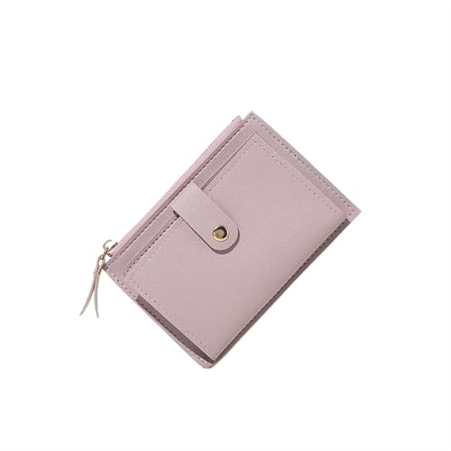 ZGCrumphant Damen Geldbörsen PU Leder Damen Geldbörse Mini Haspe Solider Multi-Kartenhalter Münzbörse Kurze Geldbörsen Schlanke kleine Geldbörse Reißverschluss Haspe für Damen(Light Purple) von ZGCrumphant