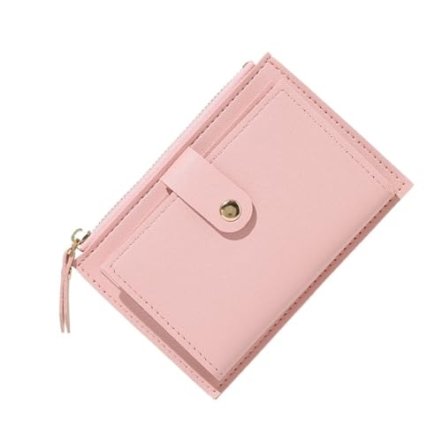ZGCrumphant Damen Geldbörsen PU Leder Damen Geldbörse Mini Haspe Solider Multi-Kartenhalter Münzbörse Kurze Geldbörsen Schlanke kleine Geldbörse Reißverschluss Haspe für Damen(Pink) von ZGCrumphant