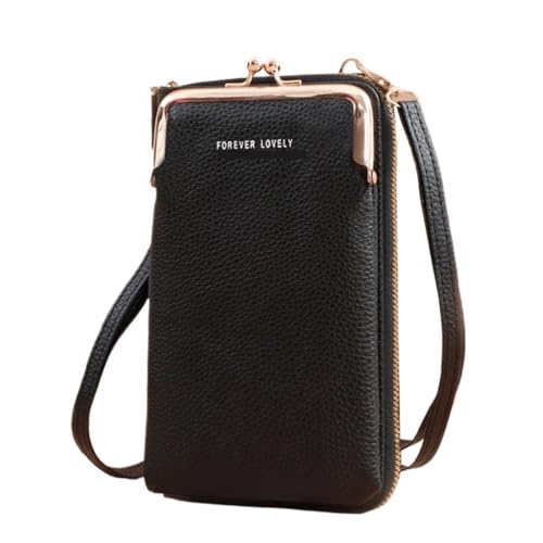 ZGCrumphant Damen Kleine Geldbörse Umhängetasche Taschen Mini Mattes Leder Schulter Messenger Bag Clutch Handytasche Geldbörse Handtasche für Damen(Black) von ZGCrumphant