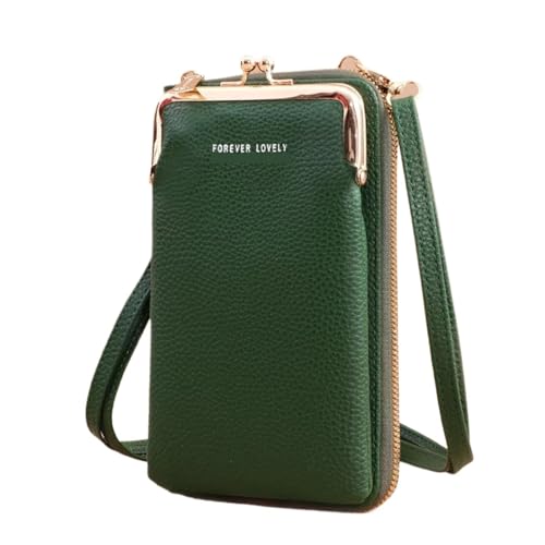 ZGCrumphant Damen Kleine Geldbörse Umhängetasche Taschen Mini Mattes Leder Schulter Messenger Bag Clutch Handytasche Geldbörse Handtasche für Damen(Green) von ZGCrumphant