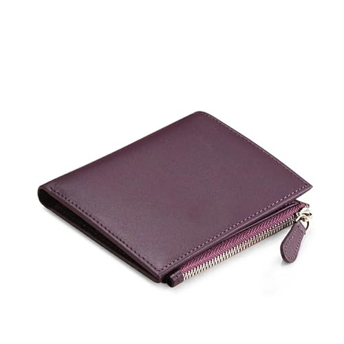 ZGCrumphant Damen Kurze Geldbörse Leder Portemonnaie Geldbörse mit Mehreren Kartenfächern Zero Wallet Kartentasche mit großer Kapazität Visitenkartentasche für Damen(Purplish red) von ZGCrumphant