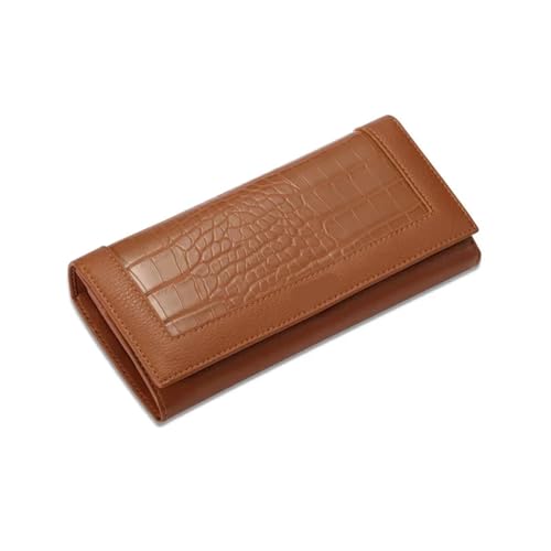 ZGCrumphant Frauen Brieftaschen Lange Brieftasche Weibliche Leder Geldbörse ID Karte Halter Frauen Geldbörsen Damen für Damen(Brown) von ZGCrumphant