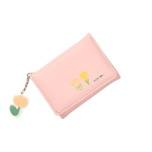 ZGCrumphant Frauen Kurze Brieftasche Dünne Niedlichen Cartoon Bär Damen Kleine Brieftasche Student DREI-Falten Brieftasche Weibliche Mode Kurze Geldbörse für Damen(Pink2) von ZGCrumphant