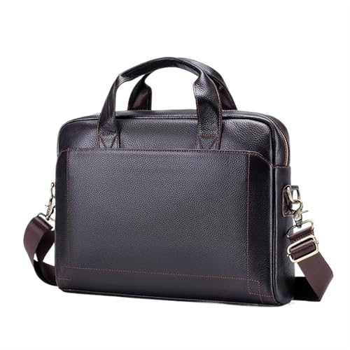 ZGCrumphant Herren-Lederhandtasche, Oberschicht-Rindsleder-Aktentasche, Leder-Laptoptasche, Diagonal Cross Office-Tasche für Arbeit(Coffee) von ZGCrumphant