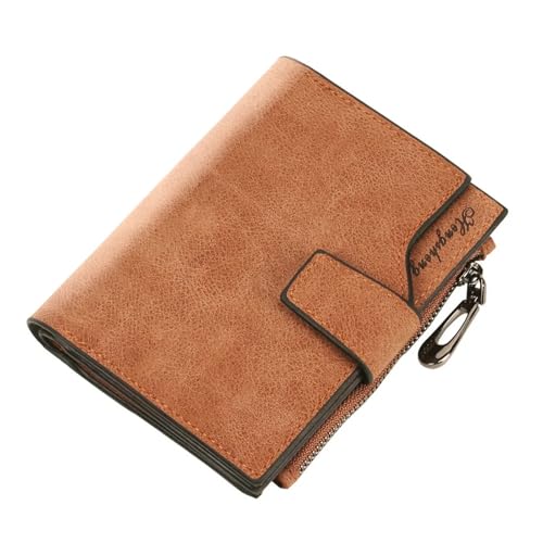 ZGCrumphant Leder Frauen Geldbörsen Münzfach Haspe Kartenhalter Geldbeutel Casual Lange Damen Clutch für Damen(Brown Style B) von ZGCrumphant