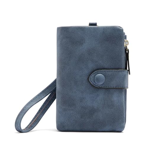 ZGCrumphant Leder Frauen Geldbörsen Münzfach Haspe Kartenhalter Geldbeutel Casual Lange Damen Clutch für Damen(Dark Blue) von ZGCrumphant