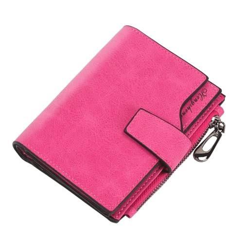 ZGCrumphant Leder Frauen Geldbörsen Münzfach Haspe Kartenhalter Geldbeutel Casual Lange Damen Clutch für Damen(Rose Red B) von ZGCrumphant