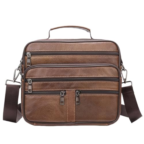 ZGCrumphant Leder Umhängetasche for Männer Schwarze Rindsleder Handtasche for Männer Business Büro Messenger Bag Männliche Umhängetasche für Arbeit(Brown) von ZGCrumphant