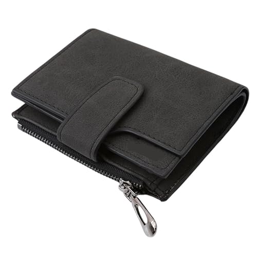 ZGCrumphant Mode Damen Kurze Geldbörsen PU Leder Matt Kleine Lässige Münzbörse Reißverschluss Geldbeutel Haspe Clutch Kreditkartenhalter Clip für Damen(Black) von ZGCrumphant