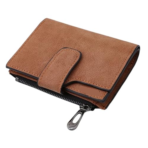 ZGCrumphant Mode Damen Kurze Geldbörsen PU Leder Matt Kleine Lässige Münzbörse Reißverschluss Geldbeutel Haspe Clutch Kreditkartenhalter Clip für Damen(Coffe) von ZGCrumphant