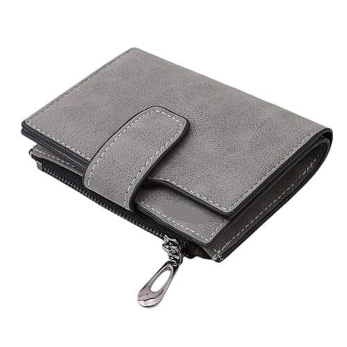 ZGCrumphant Mode Damen Kurze Geldbörsen PU Leder Matt Kleine Lässige Münzbörse Reißverschluss Geldbeutel Haspe Clutch Kreditkartenhalter Clip für Damen(Light Gray) von ZGCrumphant