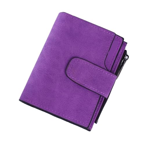 ZGCrumphant Mode Damen Kurze Geldbörsen PU Leder Matt Kleine Lässige Münzbörse Reißverschluss Geldbeutel Haspe Clutch Kreditkartenhalter Clip für Damen(Purple) von ZGCrumphant