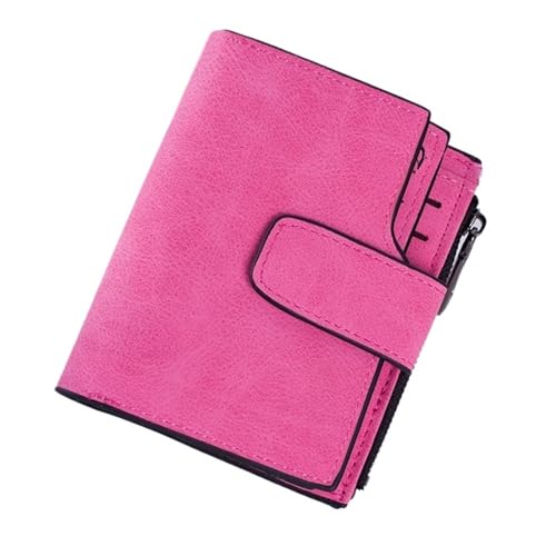 ZGCrumphant Mode Damen Kurze Geldbörsen PU Leder Matt Kleine Lässige Münzbörse Reißverschluss Geldbeutel Haspe Clutch Kreditkartenhalter Clip für Damen(Rose red) von ZGCrumphant