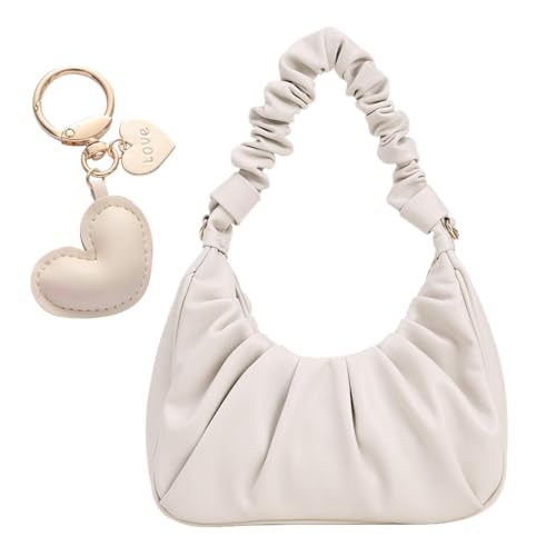 ZGDEIWGF 1 Cloud-Faltentasche, 1 Liebesanhänger, Damen-Achseltasche Mit Verstellbarem Schultergurt, Elegante Pendlertasche, Umhängetasche Mit Magnetschnalle von ZGDEIWGF