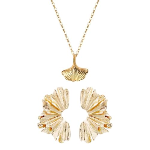 ZGDEIWGF 1 Paar Fächerförmige Blumenohrringe, 1 Ginkgo-Halskette, Hochwertiges Und Elegantes Design, Leicht Und Angenehm Zu Tragen, Verleiht Eleganz, Geeignet Für Frauen Und Mädchen ZGDEIWGF 1 Paar Fächerförmige Blumenohrringe, 1 Ginkgo-Halskette, Hochwertiges Und Elegantes Design, Leicht Und Angenehm Zu Tragen, Verleiht Eleganz, Geeignet Für Frauen Und Mädchen von ZGDEIWGF