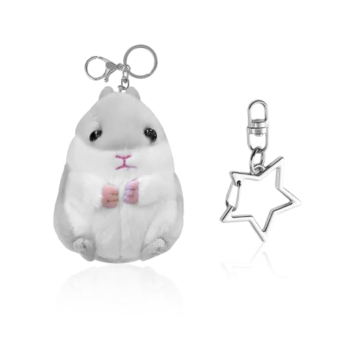 ZGDEIWGF 1 Stück Plüsch-Schlüsselanhänger, 1 Stück Stern-Schlüsselanhänger, Hamster-Schlüsselanhänger, Handtaschen-Schlüsselanhänger, Rucksack-Zubehör von ZGDEIWGF