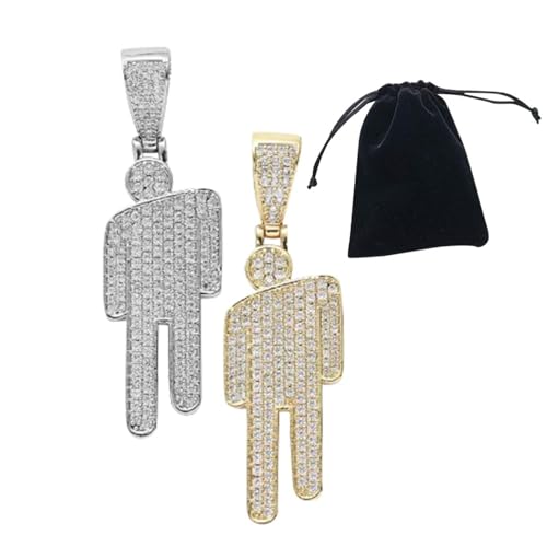 ZGDEIWGF 2 Hip-Hop-Anhänger Mit Geneigtem Kopf, 1 Aufbewahrungstasche, Hip-Hop-Halskette Mit Vollem Zirkon, Halskette Mit Geneigtem Kopf-Anhänger, Halsketten-Schmuckgeschenk von ZGDEIWGF