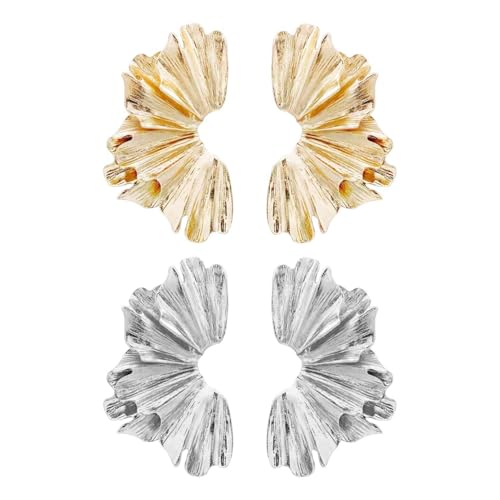 ZGDEIWGF 2 Paar Ginkgoblatt-Ohrringe, Fächerförmige Metallohrringe, Modische Ohrringe, Retro-Ohrringe, Statement-Ohrringe, Große Übertriebene Ohrringe, Mädchen-Blumenohrringe ZGDEIWGF 2 Paar Ginkgoblatt-Ohrringe, Fächerförmige Metallohrringe, Modische Ohrringe, Retro-Ohrringe, Statement-Ohrringe, Große Übertriebene Ohrringe, Mädchen-Blumenohrringe von ZGDEIWGF