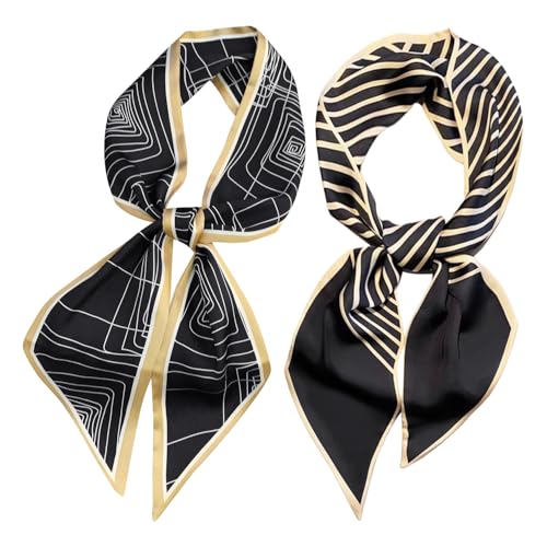 ZGDEIWGF 2 Stück Damenbindungen, Leichte Seidenschals Für Damen, Kleidungsdekorationsschals, Kleiderschals, Damenschals von ZGDEIWGF