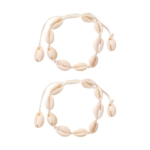 ZGDEIWGF 2 Stück Geflochtene Muschelarmbänder, Verstellbare Armbänder, Stilarmbänder, Strandschmuck, Fußkettchen Im Hawaiianischen Stil, Personalisierte Kreative Armbänder von ZGDEIWGF
