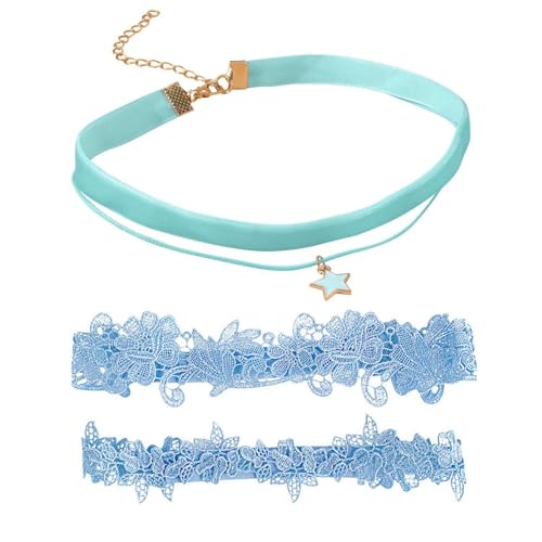 ZGDEIWGF 2 Stück Strumpfbänder Und 1 Stück Schlüsselbeinkette, Elastische Strumpfbänder, Hochzeitsstrumpfbänder, Modeaccessoires, Damenaccessoires, Bekleidungsaccessoires von ZGDEIWGF