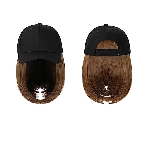 Hut mit Perücke Baseball Kappe Perücke Synthetische Hut Mit Haar Perücke Natürliche Schwarze Perücken Natürliche Kappe Mit Perücke Hut Perücken Bobo Einstellbar für Frauen Hut mit Haar(Color:9) von ZGEG
