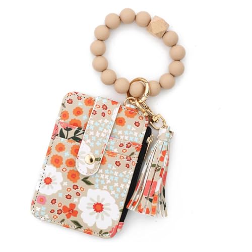 ZGFHLI Women's Boho Beaded Wallet,Womens Boho Style Beaded and Tassel Wristlet Keychain Wallet Bracelet Keychain Wallet for Women,6 von ZGFHLI