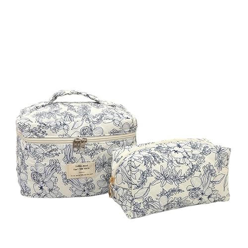 2 Stück Cosmetic Bag clean Girl Stuff Handtasche Girls with Floral Pattern Kosmetiktasche groß Pink Cosmetic Bag Kosmetiktasche Set, Kulturtasche Damen Soft Cotton (C) von ZGHQHCDRH