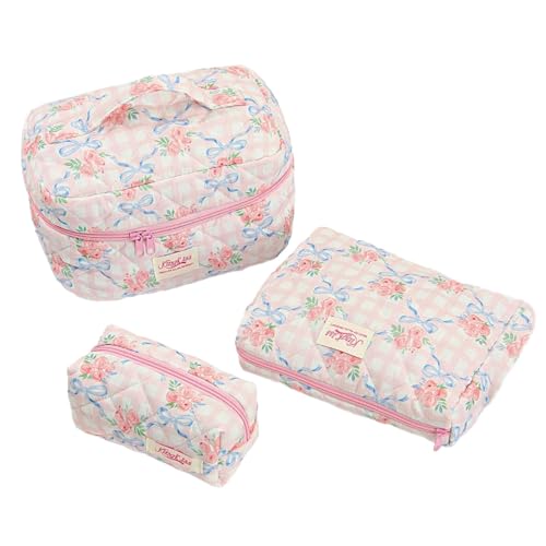 3er Set Kosmetiktasche Damen Kulturbeutel Damen Aesthetic Stuff clean Girl Make up Bag MultifunktionalerFlauschige Kosmetiktasche Mit GroBer Kapazität (E) von ZGHQHCDRH
