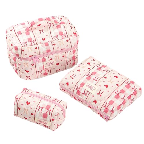 3er Set Kosmetiktasche Damen Kulturbeutel Damen Aesthetic Stuff clean Girl Make up Bag MultifunktionalerFlauschige Kosmetiktasche Mit GroBer Kapazität (H) von ZGHQHCDRH